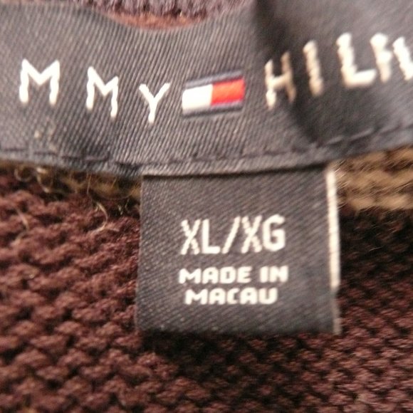 vintage hilfiger crew neck sweater brn/white sz XL - Picture 7 of 11